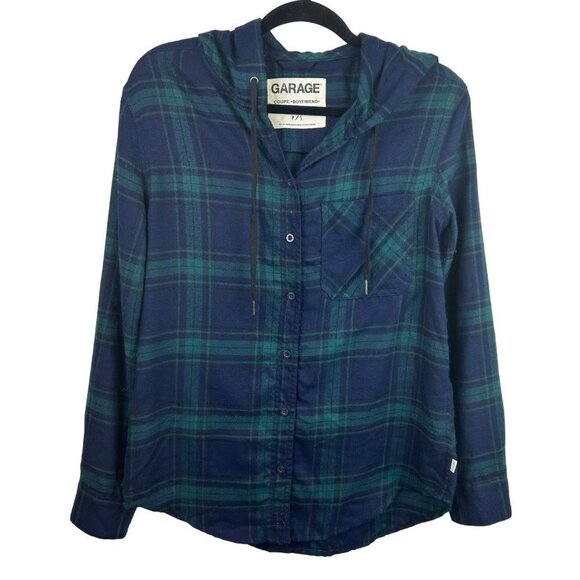 garage Tops - Green‎ hooded flannel size small